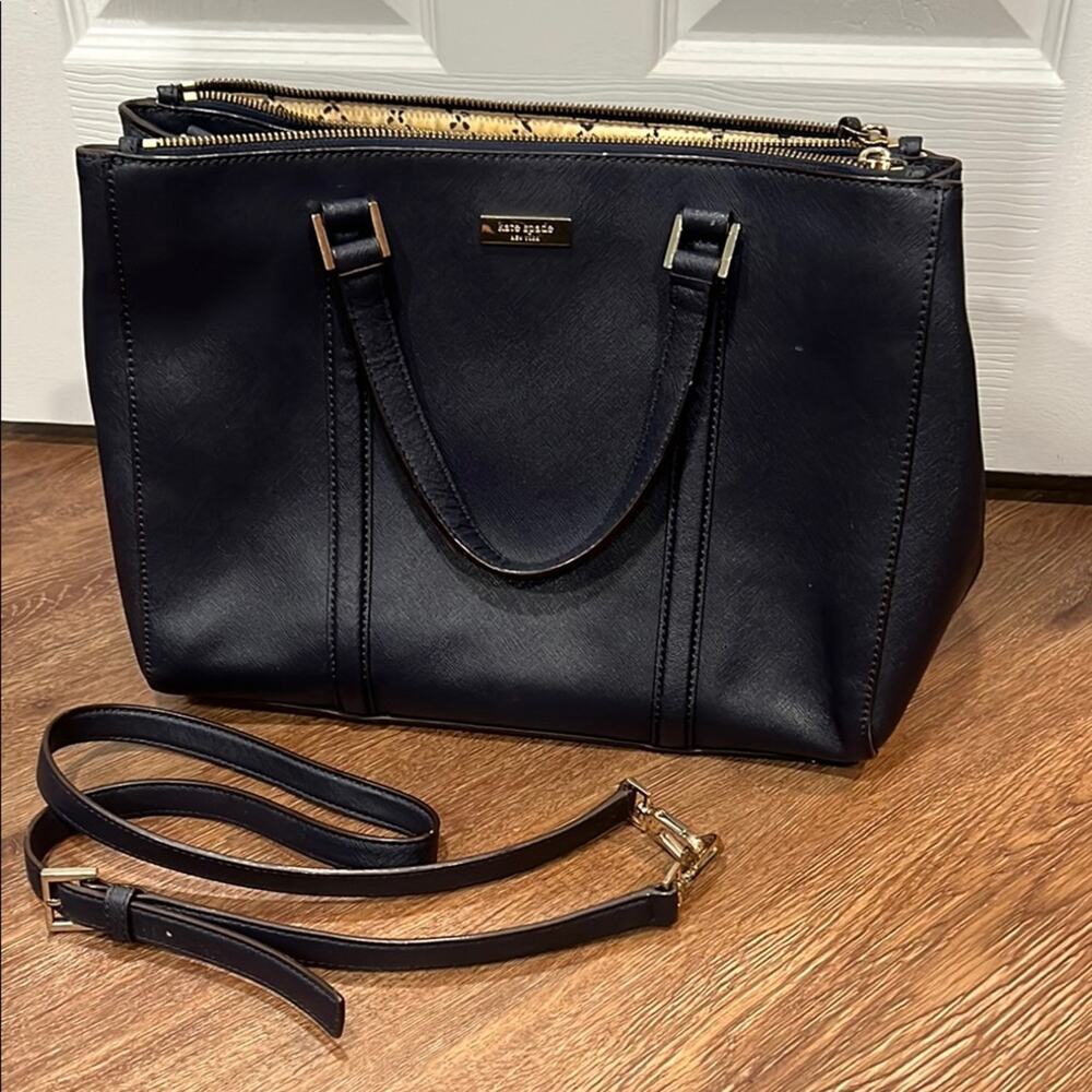 Kate Spade Navy Blue Leather Tote Bag